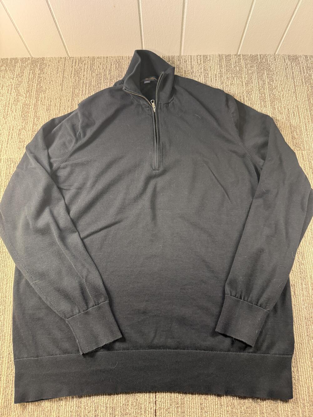 Brooks Brothers Sweater Mens XL Gray Supima Cotton 1/4 Zip Mock Neck Pullover